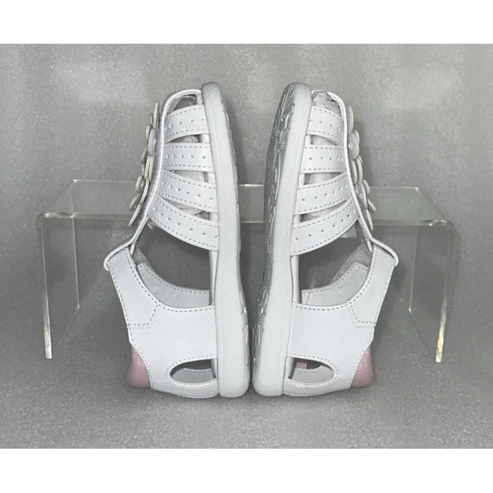 Christie & Jill Sandals Lil Mila White & Pink Flowers Little Girls‎ Size 7M New